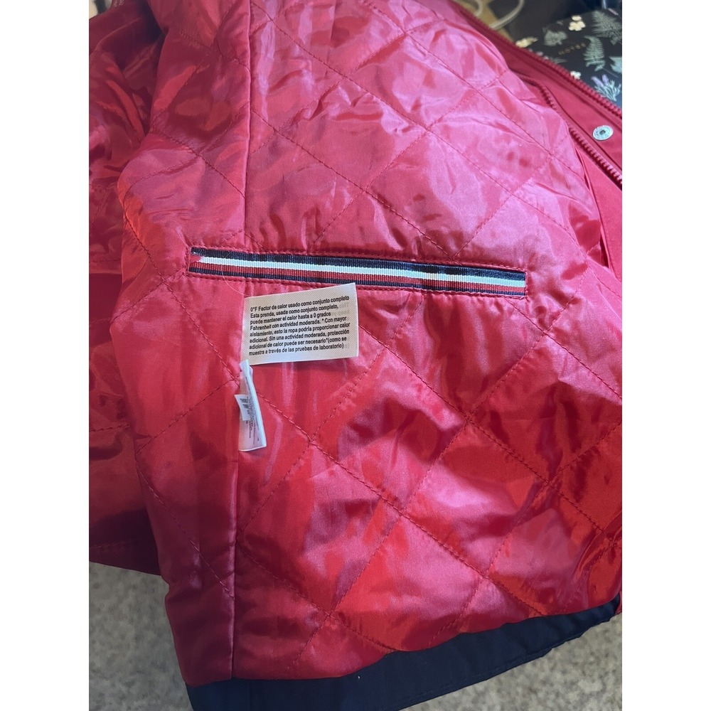 Tommy Hilfiger Womens All Weather System Hooded Jacket Red‎ /Navy Sz S1306142 - Picture 12 of 12